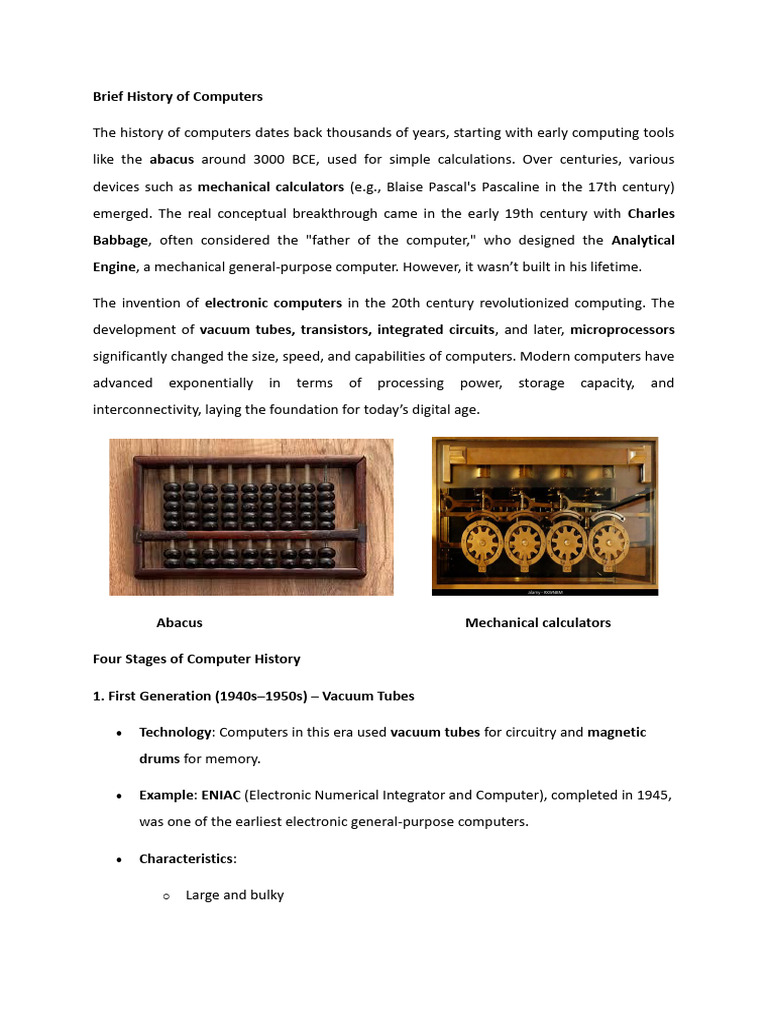 Evolution of Computer Generations | PDF | Integrated Circuit | Personal ...
