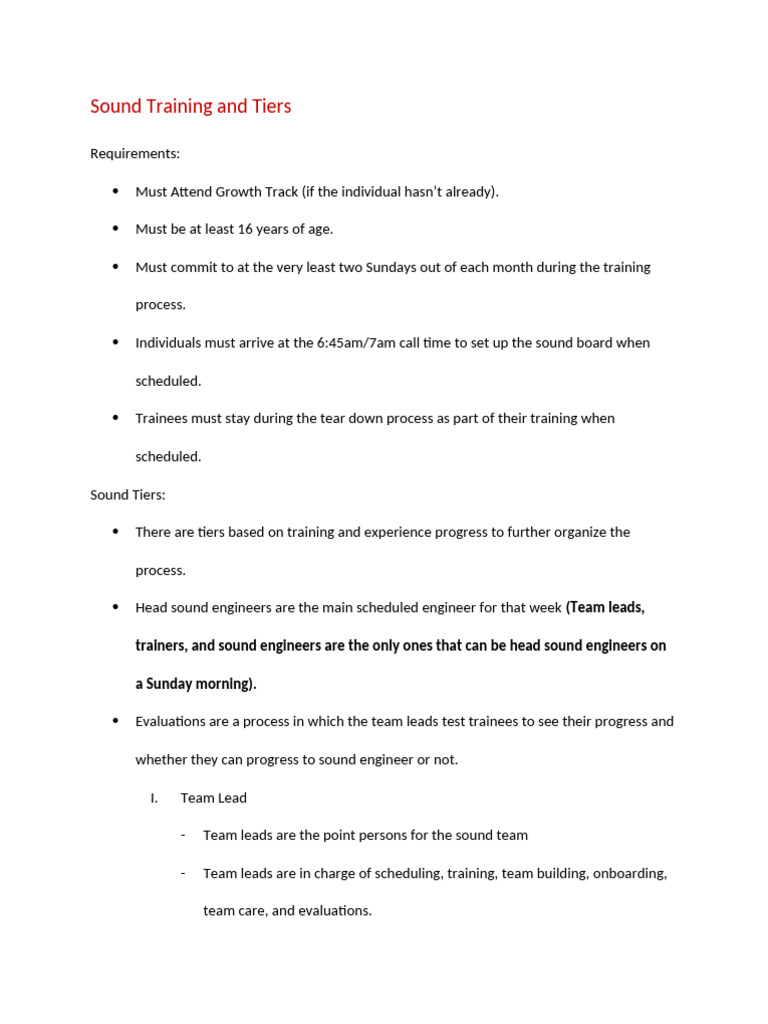 Sound Training and Tiers | PDF