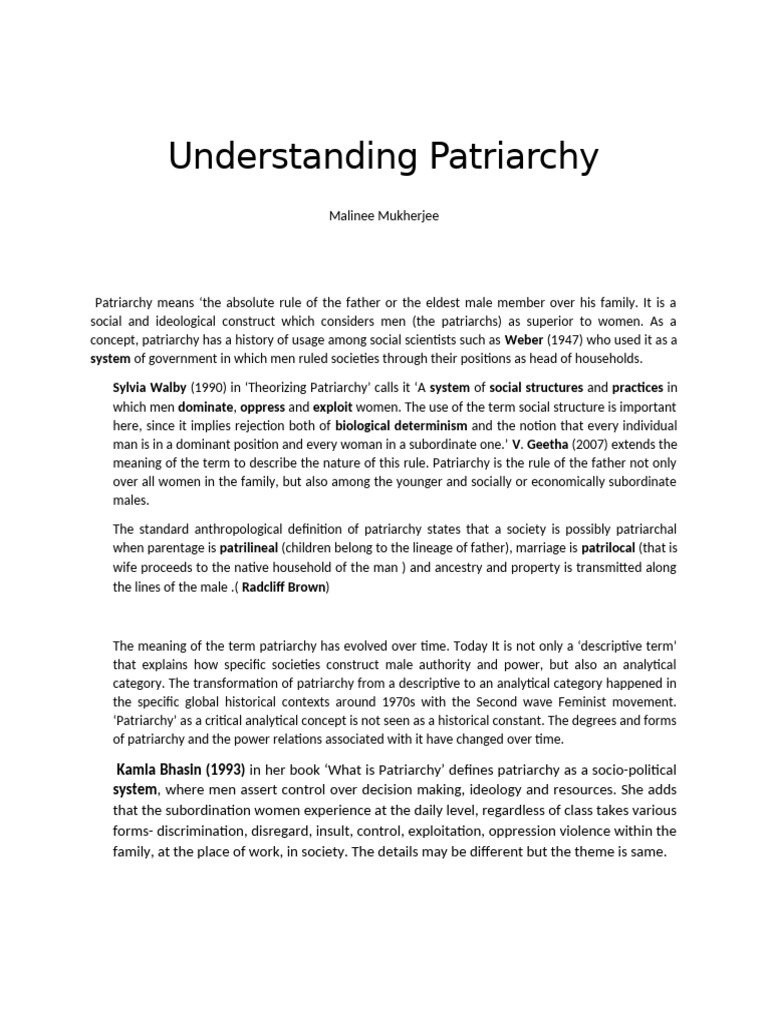 Exploring the Concept of Patriarchy | PDF | Patriarchy | Femininity