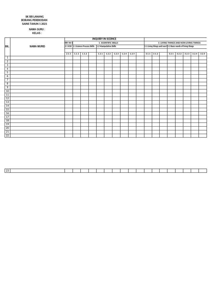 Year 1 Science Recording Form 2021 | PDF