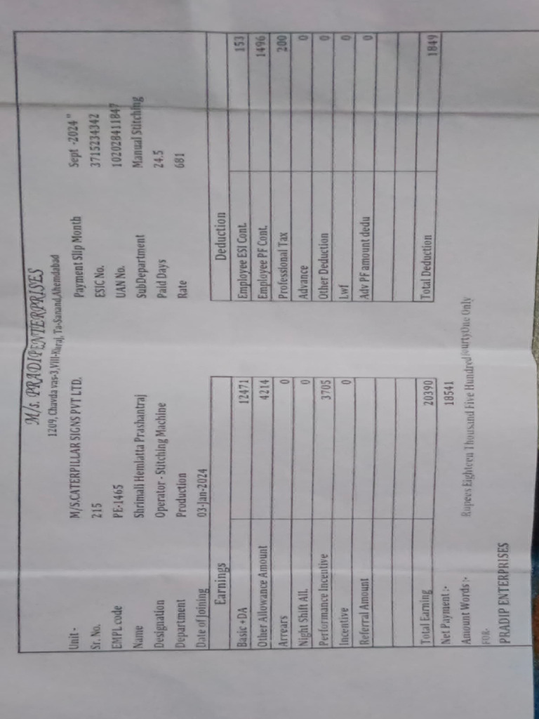Employee Salary Payment Slip Sample | PDF | Taxes | Government Finances