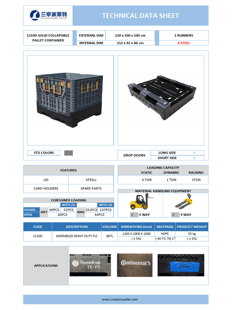 1210D Solid Collapsible Pallet Container | PDF