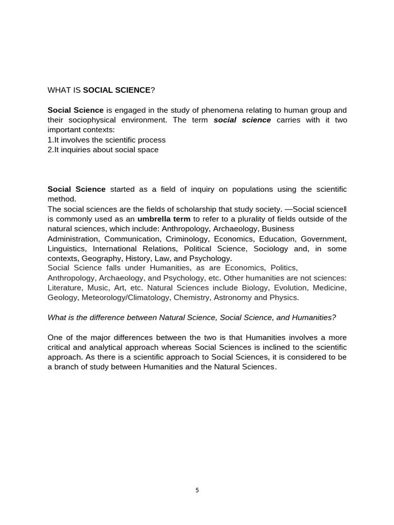 Understanding Social Science Basics | PDF | Social Sciences | Science