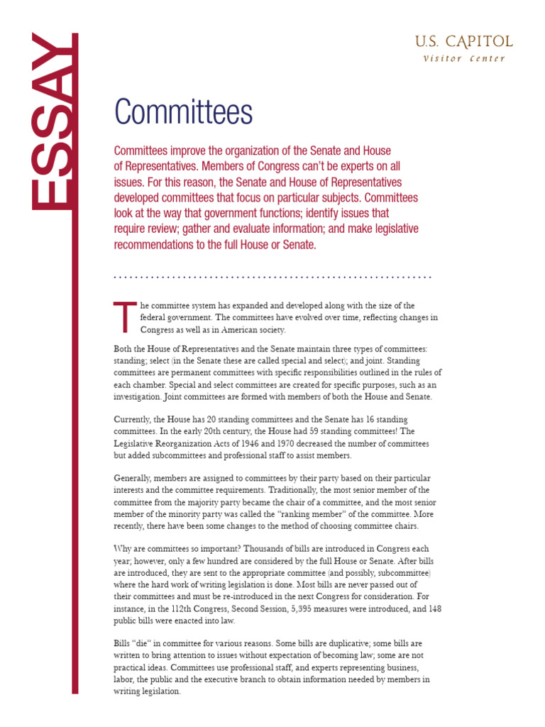 CVC HS ActivitySheets Committees | PDF | United States House Of ...