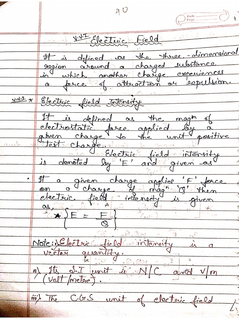 Electric Field and Potential Physics Class 12 | PDF