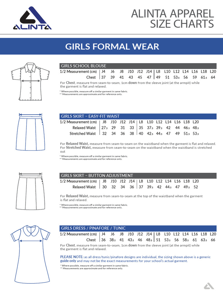 SIZECHARTV1 | PDF | Dress | Trousers