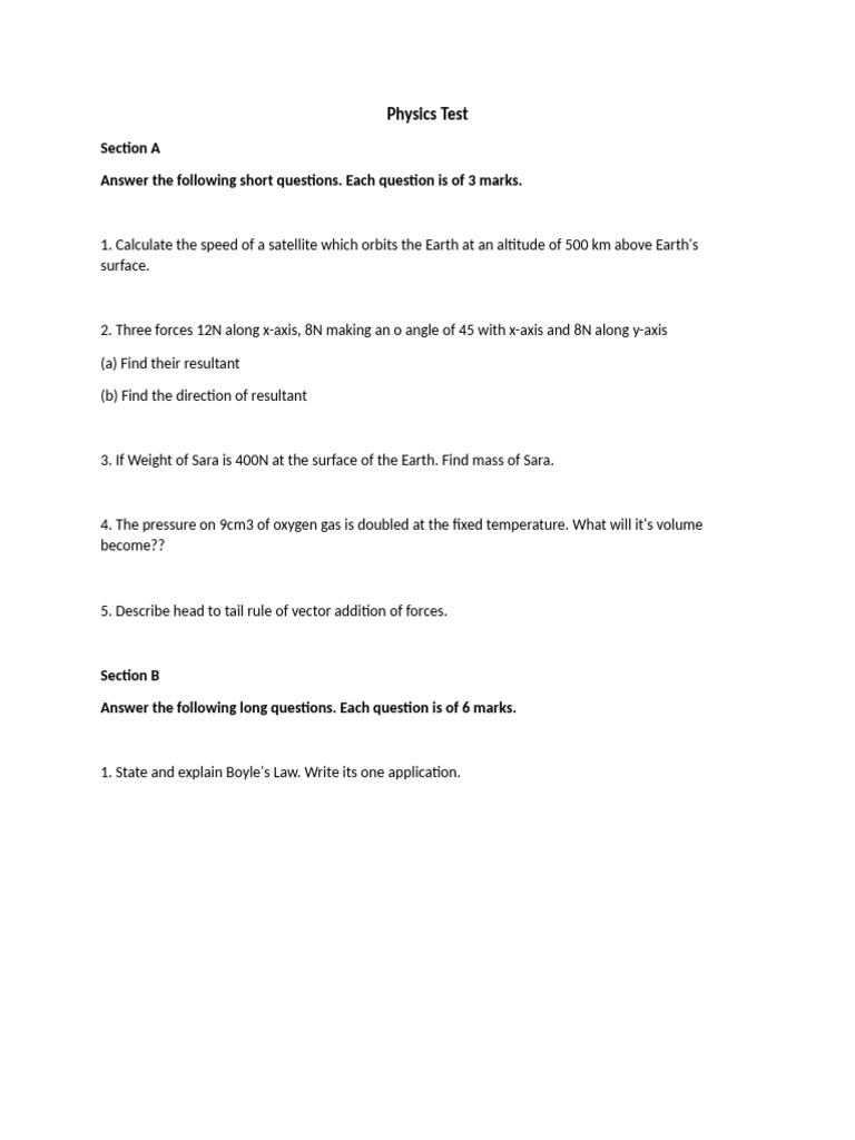 Physics Test | PDF