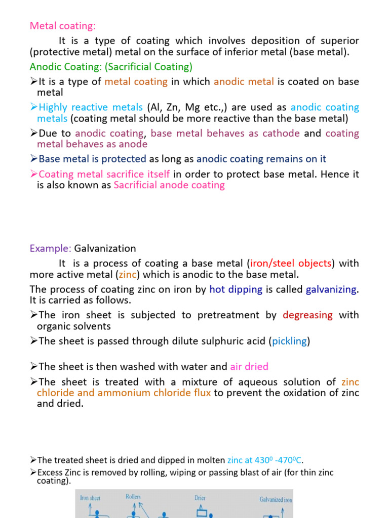 MODULE 2-CORROSION (Protective Coatings) - 2022-2023 | PDF | Anode | Zinc