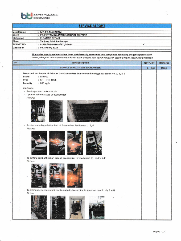 Exhaust Gas Economizer Repair Report | PDF