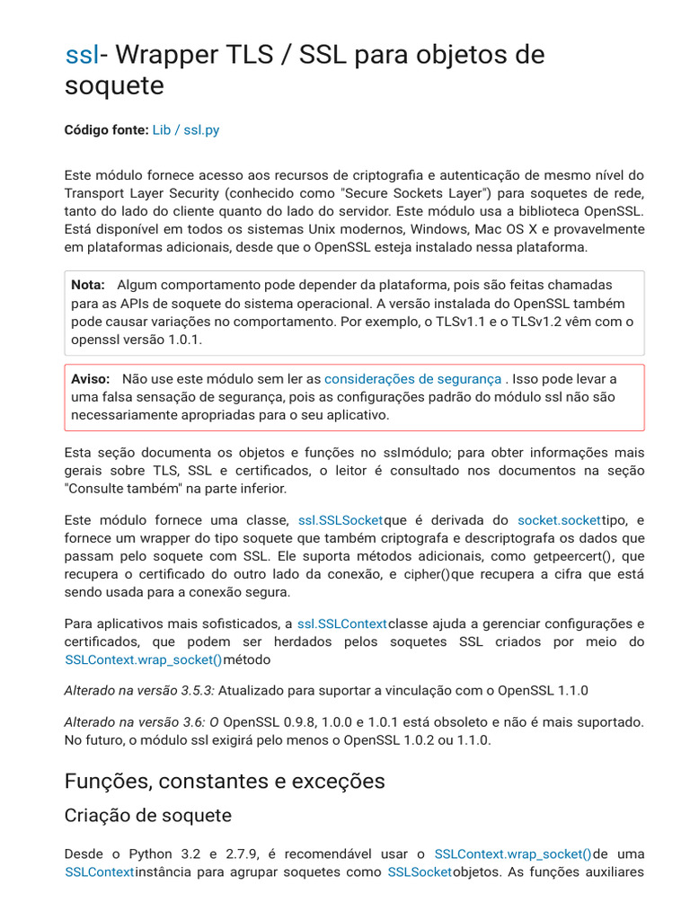 Módulo SSL para Soquetes em Python | PDF | Segurança da camada de ...