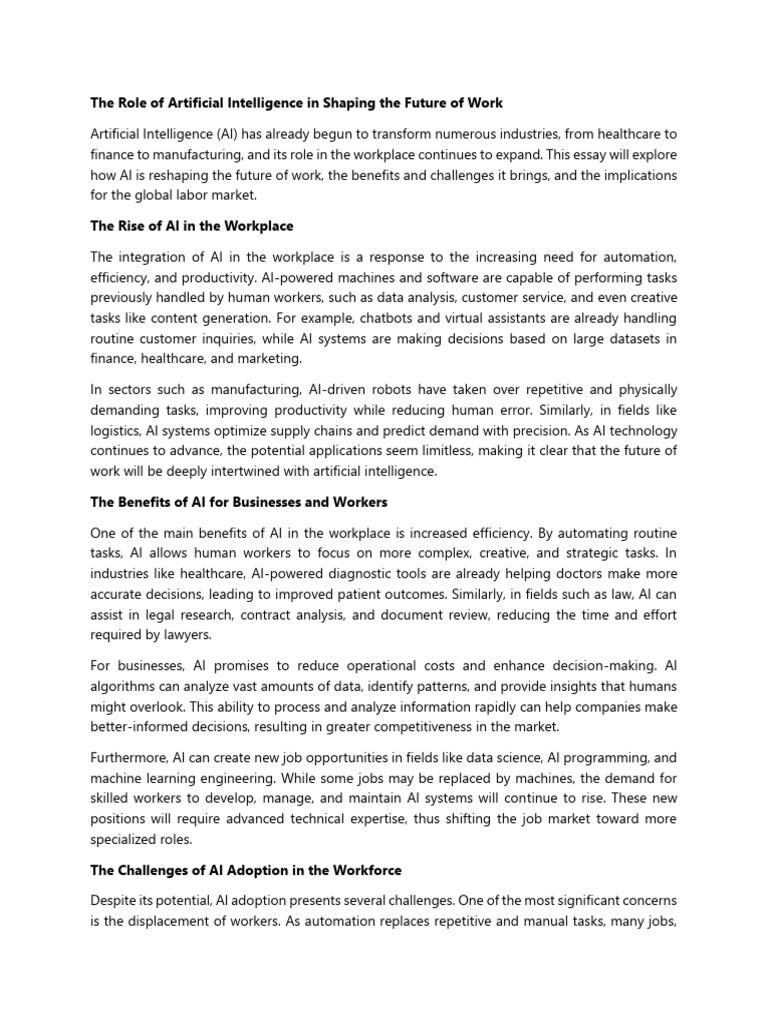 AI's Impact on Future Job Markets | PDF | Artificial Intelligence ...