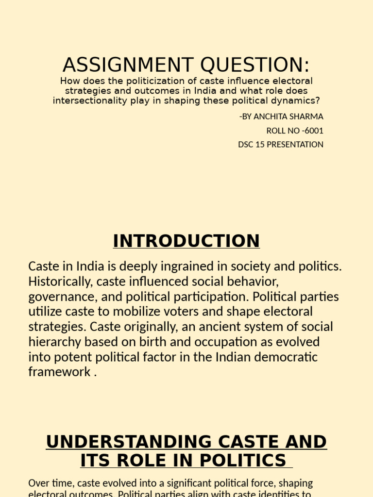 Caste Politics and Electoral Strategies in India | PDF | Caste ...