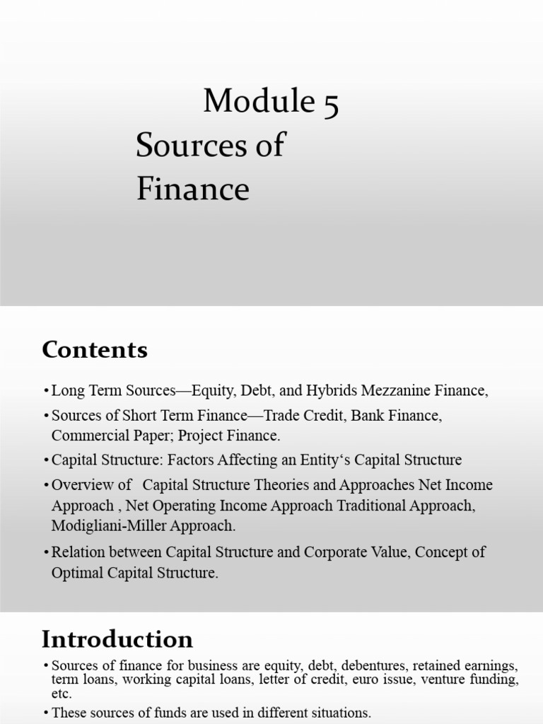 Sources of Business Finance Explained | PDF | Capital Structure | Cost ...