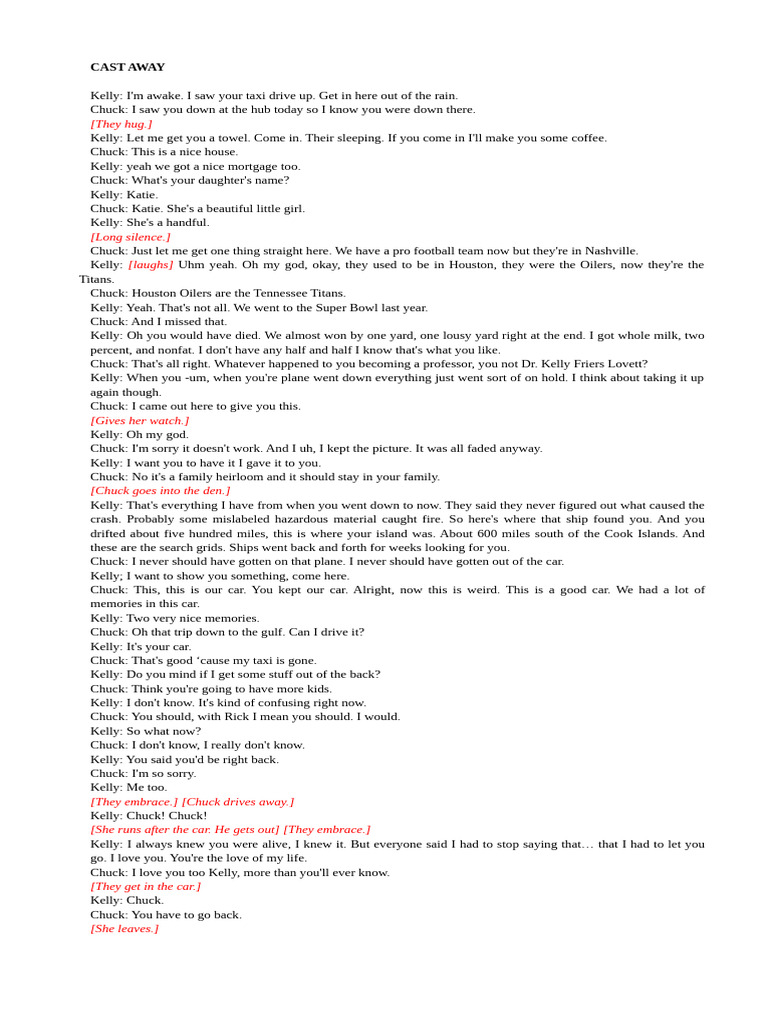 Cast Away Emotional Reunion Scene | PDF