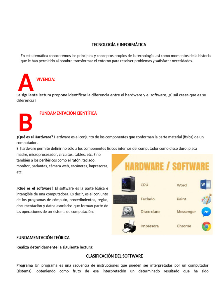 Diferencias entre Hardware y Software | PDF | Software de la aplicacion ...