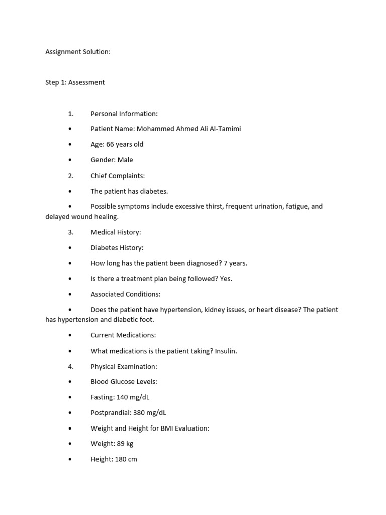 Diabetes Assessment & Diagnosis Report | PDF | Wellness