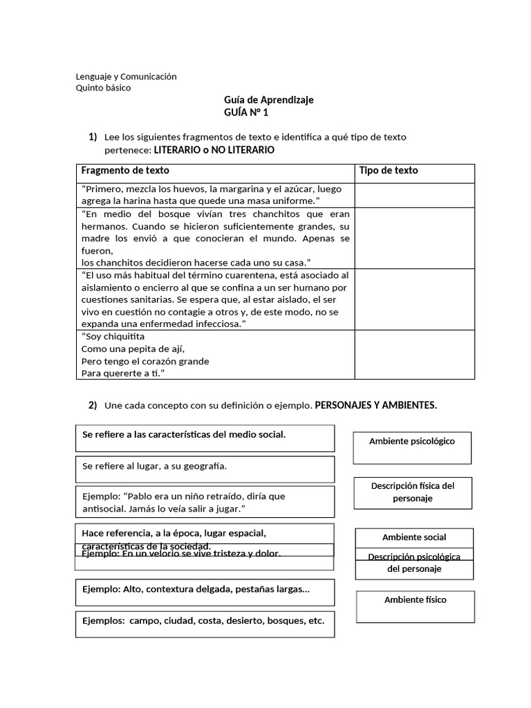 Repaso Aprendizajes 5° Básico | PDF | Artes del Lenguaje y Comunicación
