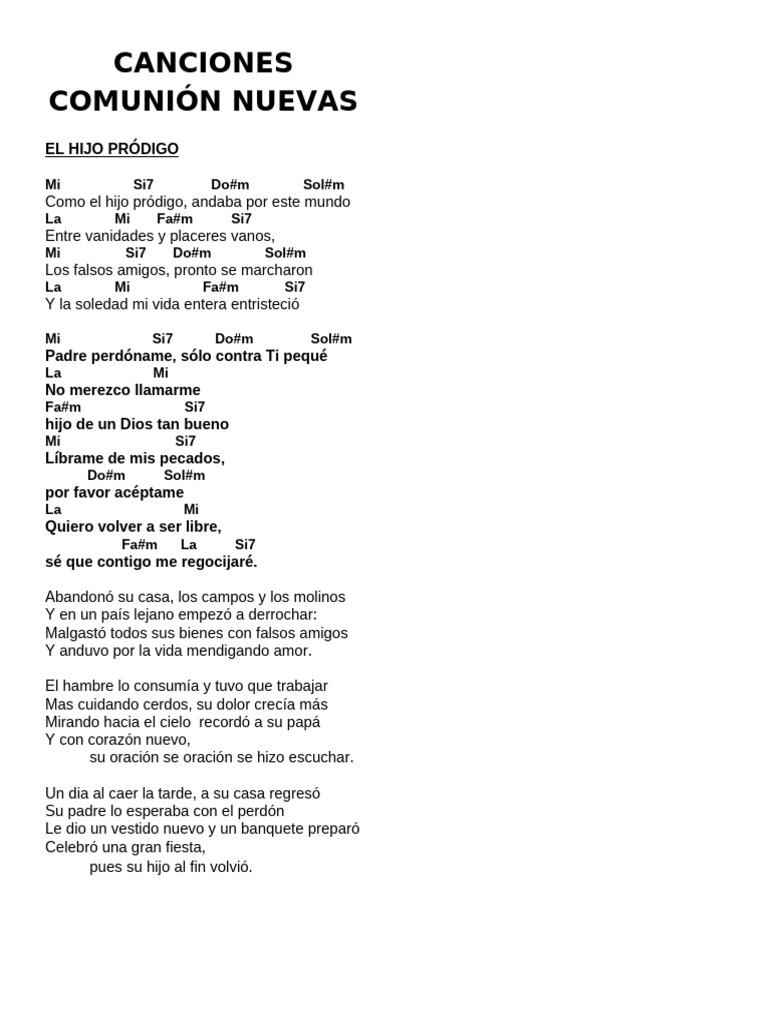 Canción de Comunión: El Hijo Pródigo | PDF