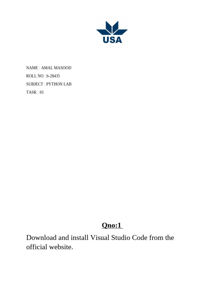 Python Lab Setup Guide in VS Code | PDF