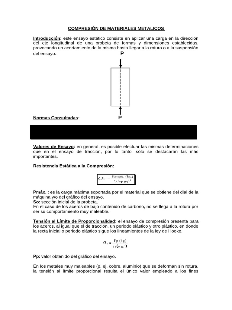 Ensayo de Compresión en Materiales Metálicos | PDF | Hierro fundido ...