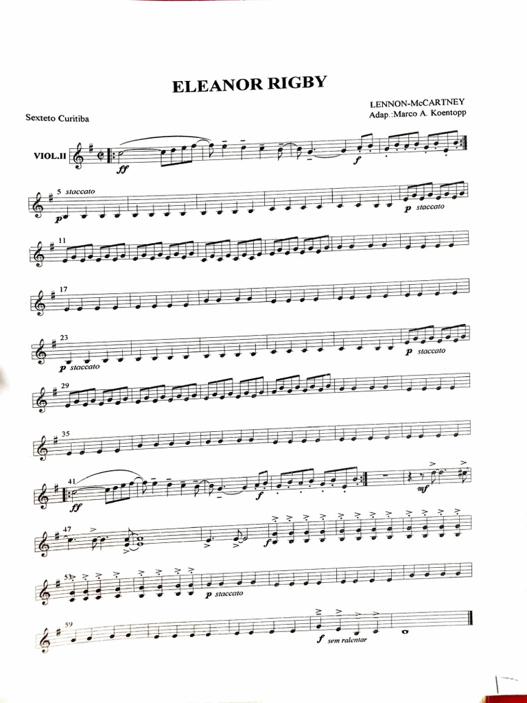 Eleanor Rigby Sheet Music Adaptation | PDF