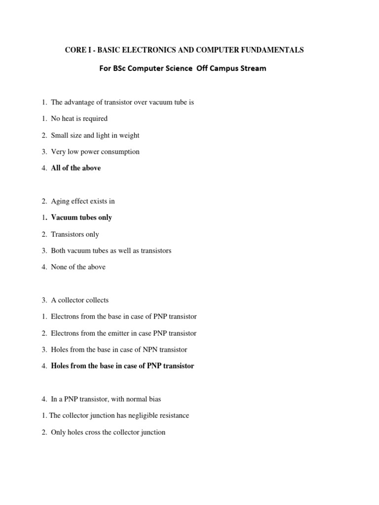 Basic Electronics and Computer | PDF | Bipolar Junction Transistor ...