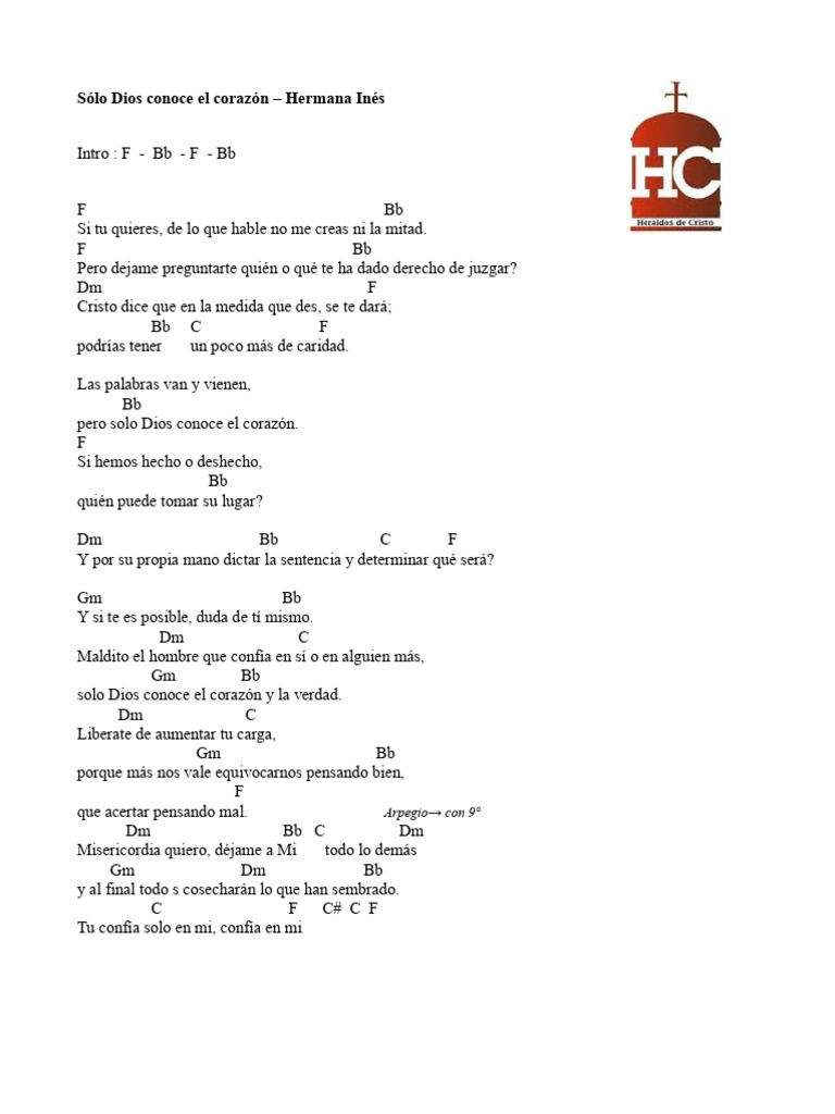 Solo Dios Conoce El Corazón - Hermana Inés | PDF