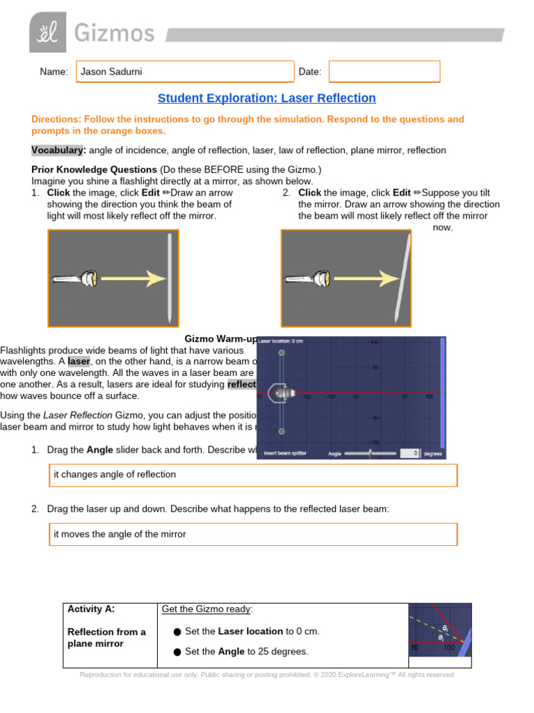 Laser Reflection Simulation Guide | PDF | Mirror | Reflection (Physics)