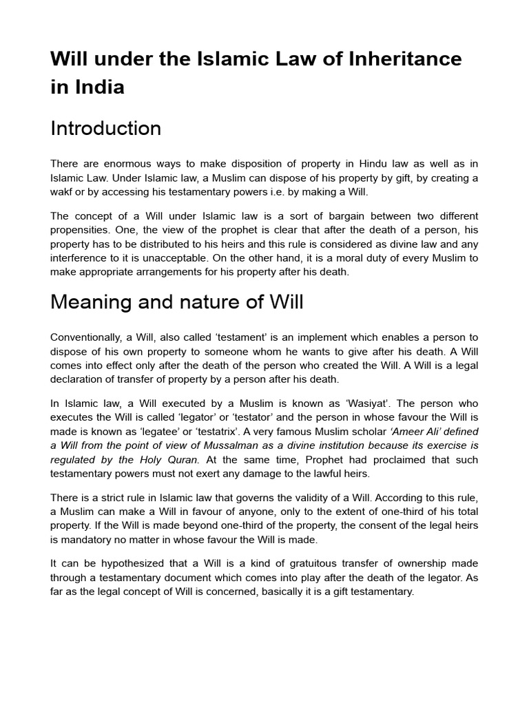 Will-Muslim Law | PDF | Will And Testament | Inheritance