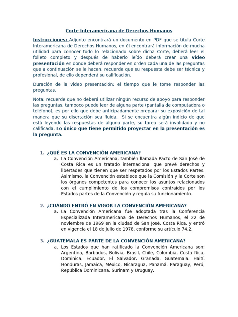 Guía sobre la Corte Interamericana de Derechos Humanos | PDF | Convenio ...
