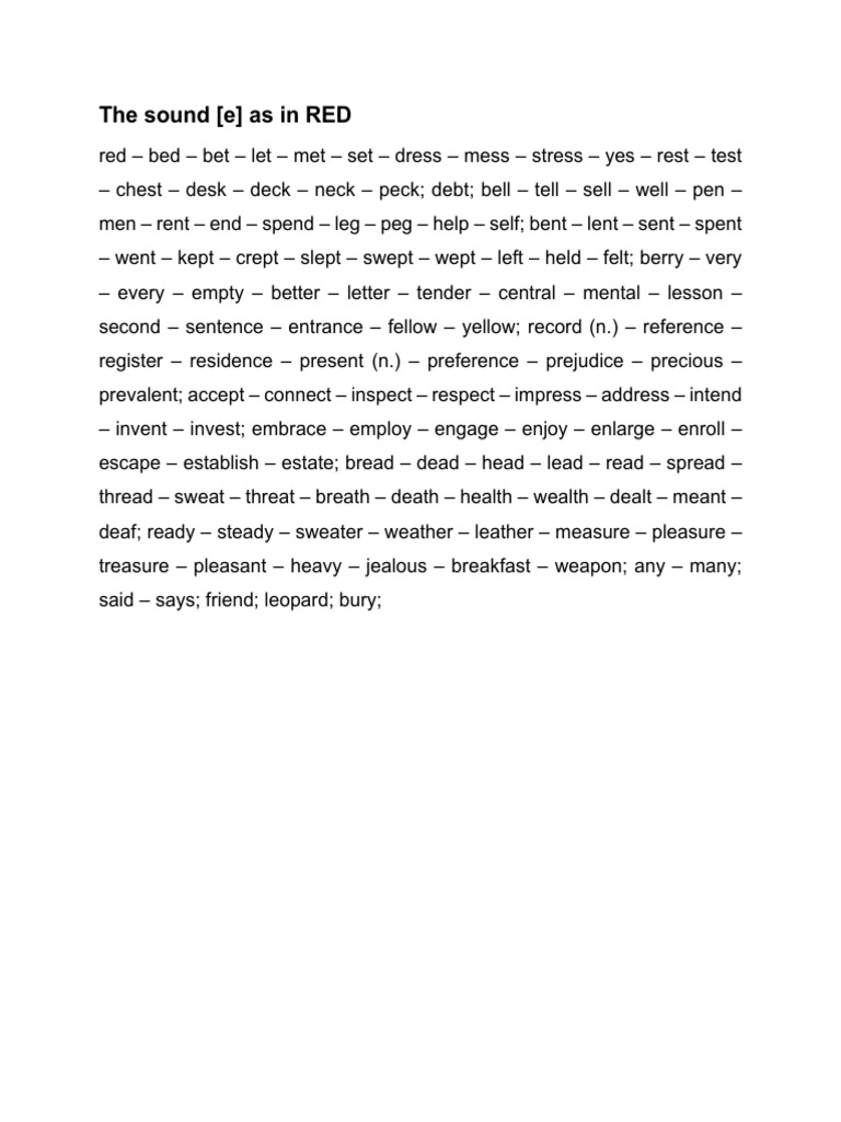 Phonetic Sounds: [e] and [æ] Examples | PDF