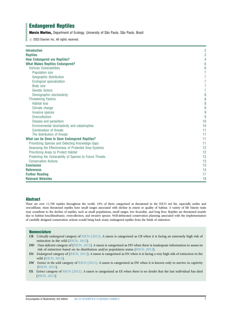 Endangered Reptiles and Conservation Efforts | PDF | Endangered Species ...