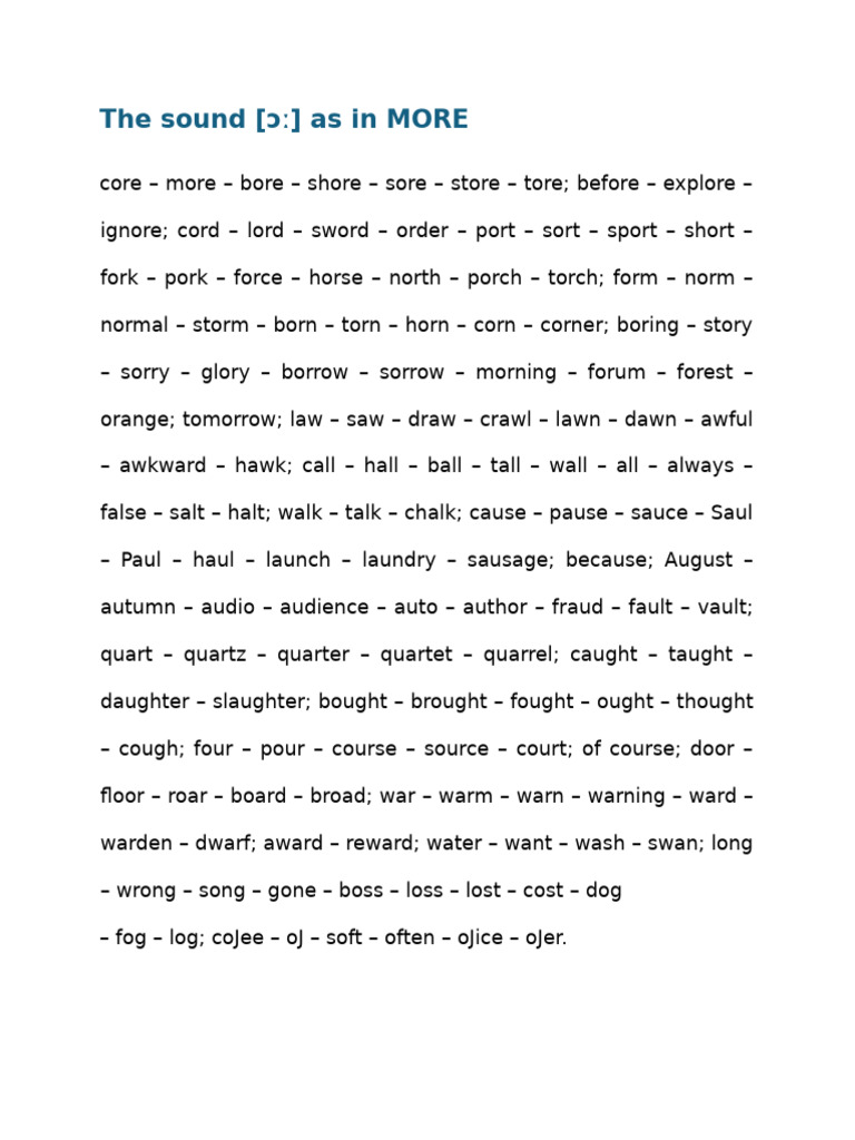 Phonetic Sounds: [ɔː] and [ɒ] Practice | PDF | History