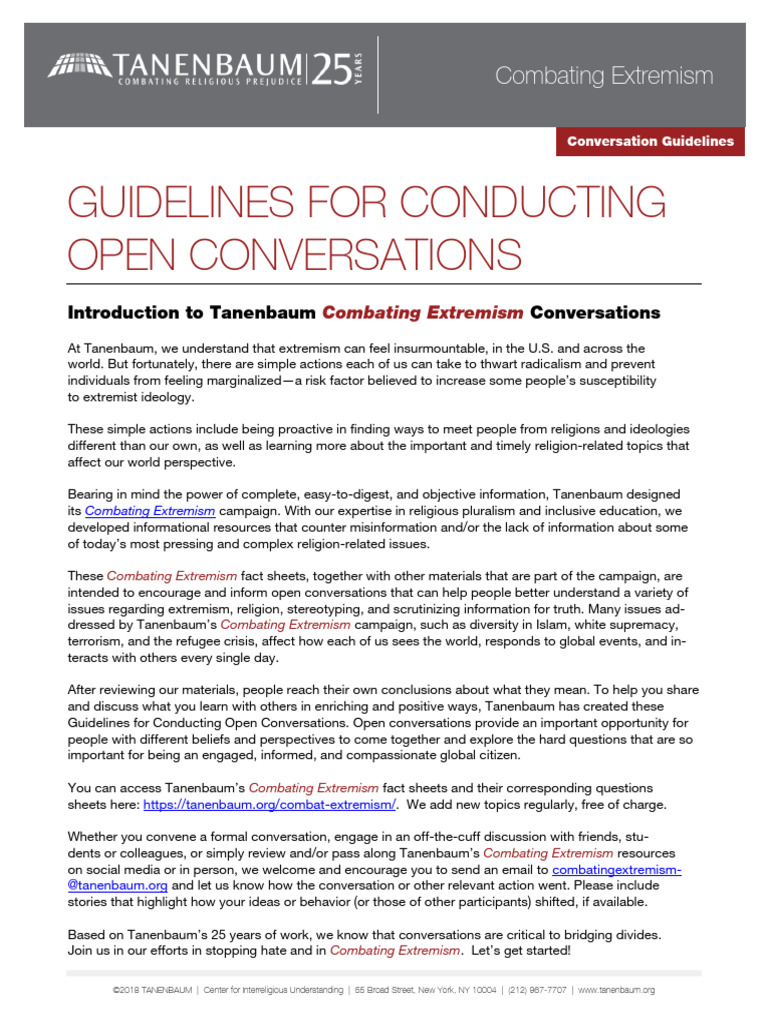 Guidelines For Conducting Open Conversations | PDF | Faith | Extremism