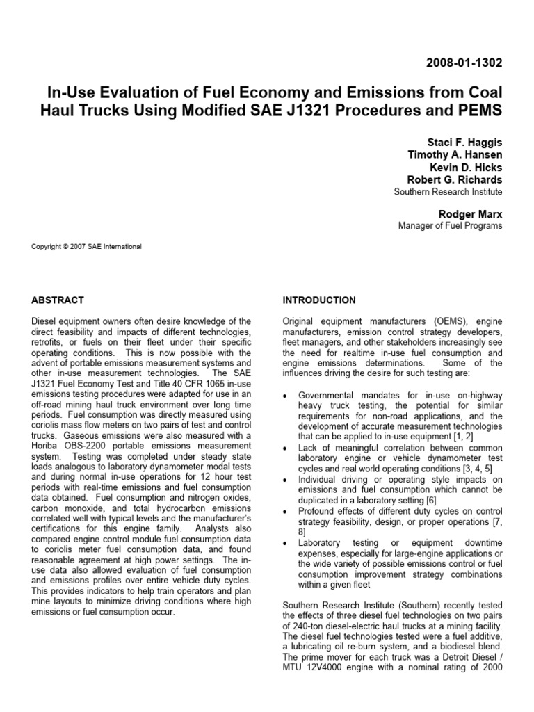 SAEPaper 080108 | PDF | Fuel Economy In Automobiles | Exhaust Gas