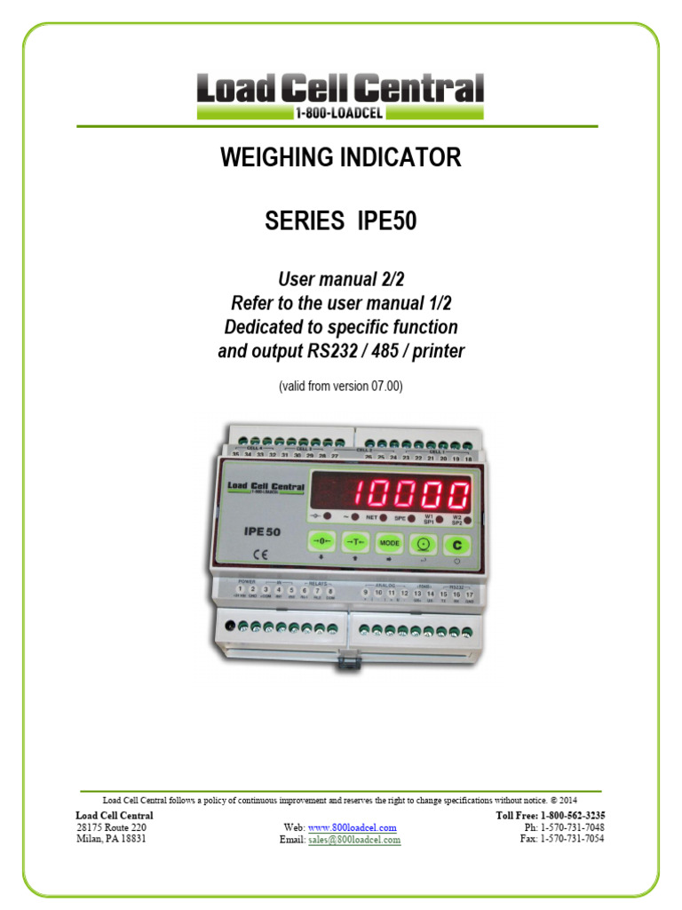 IPE50 Weighing Indicator User Manual | PDF | Computing | Computer Science