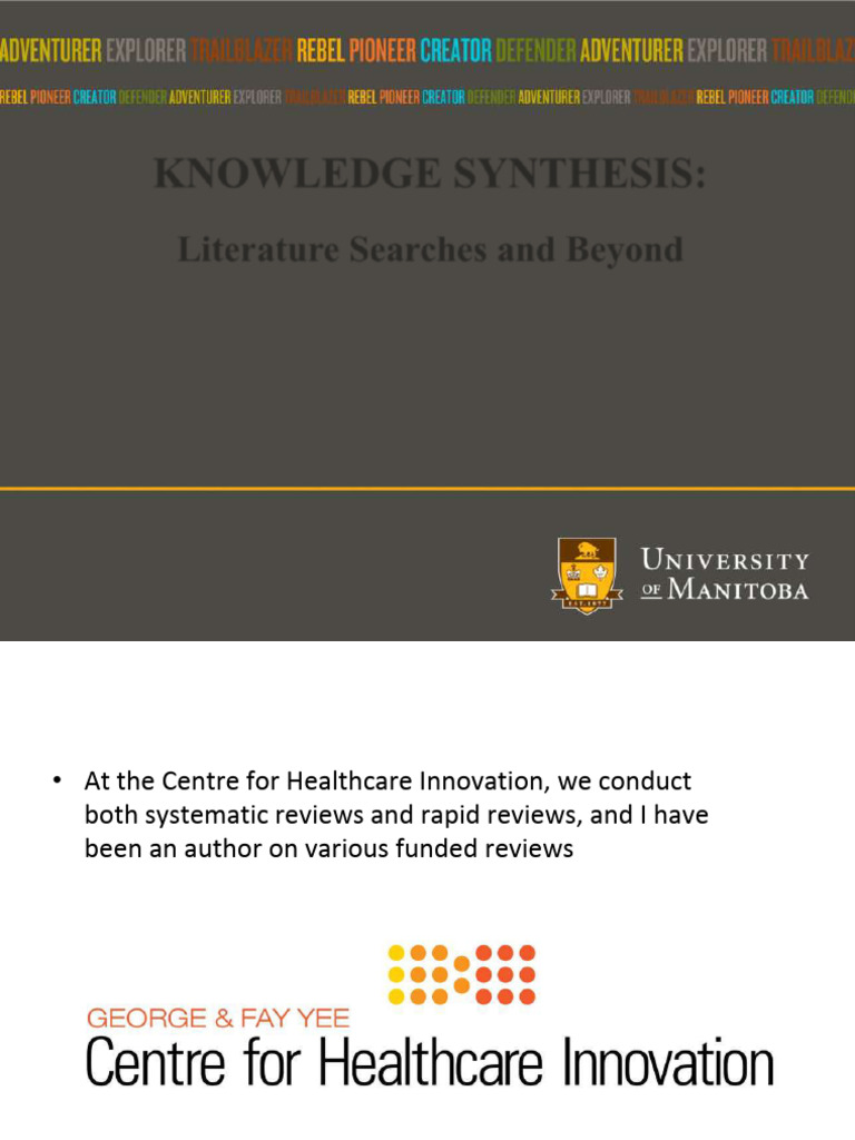 Knowledge Synthesis in Healthcare Reviews | PDF | Systematic Review ...