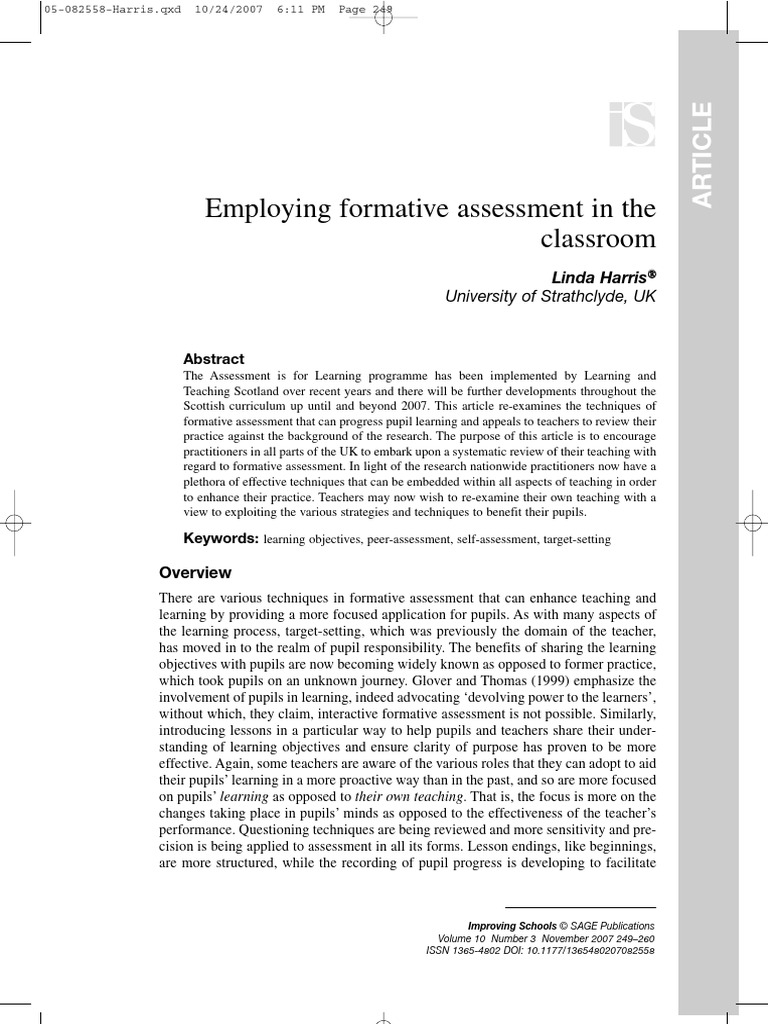 Employing Formative Assessment in The Classroom | PDF | Learning | Teachers