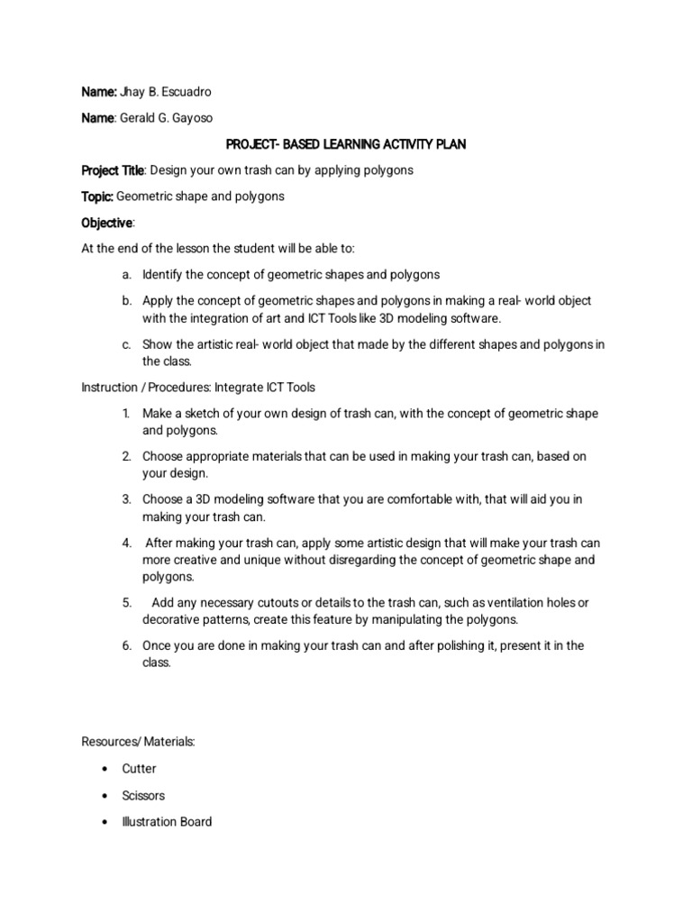 Project Based Learning KG. | PDF