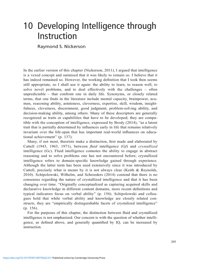Developing Intelligence Through Instruction | PDF | Heritability ...