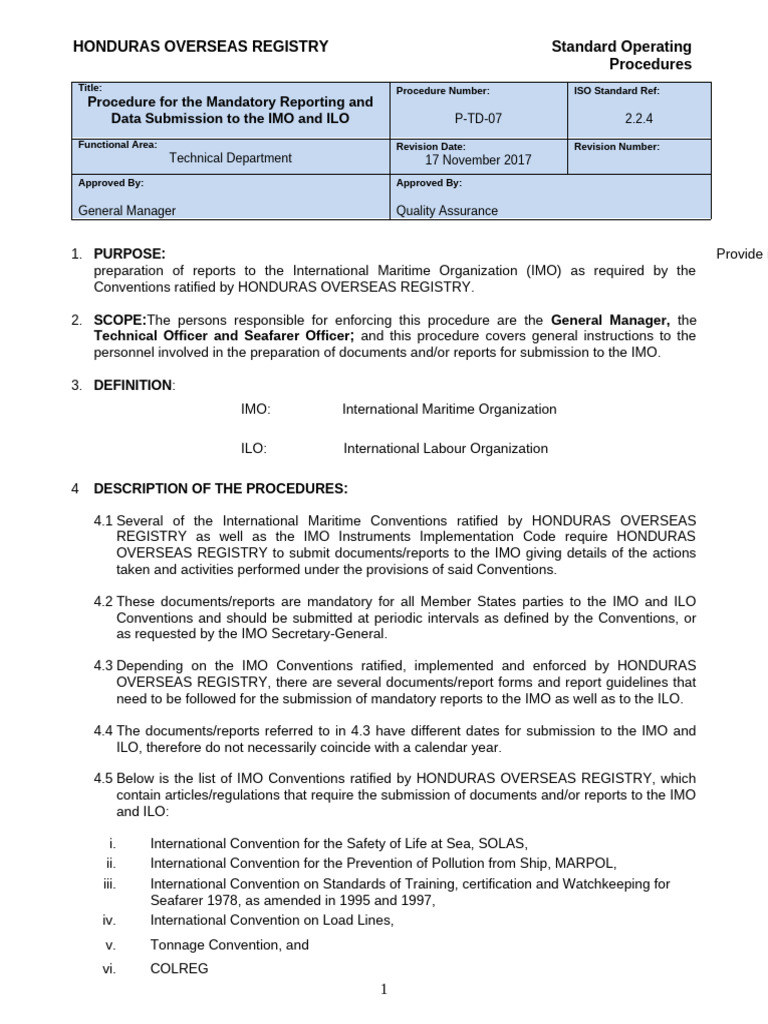 P-TD-07 Reporting To IMO | PDF