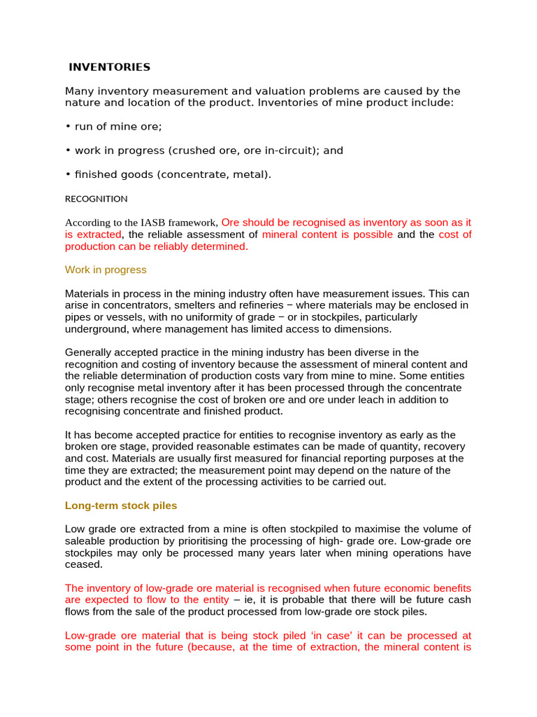 INVENTORIES Favour | PDF | Fixed Asset | Ore