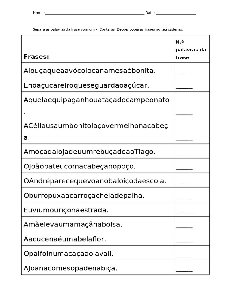 Separar Palavras Nas Frases | PDF