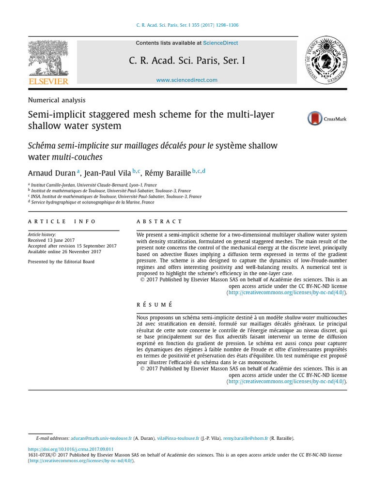 Semi-Implicit Scheme for Multi-Layer Shallow Water | PDF | Potential ...