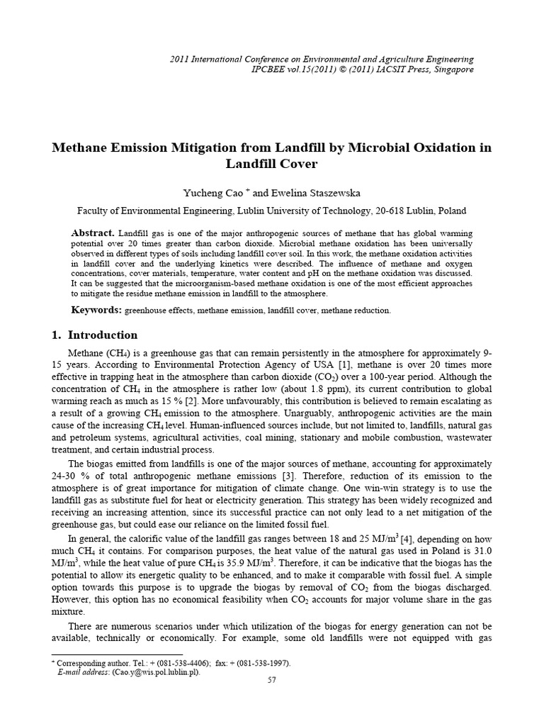 Mitigating Landfill Methane Emissions | PDF | Natural Gas | Climate ...