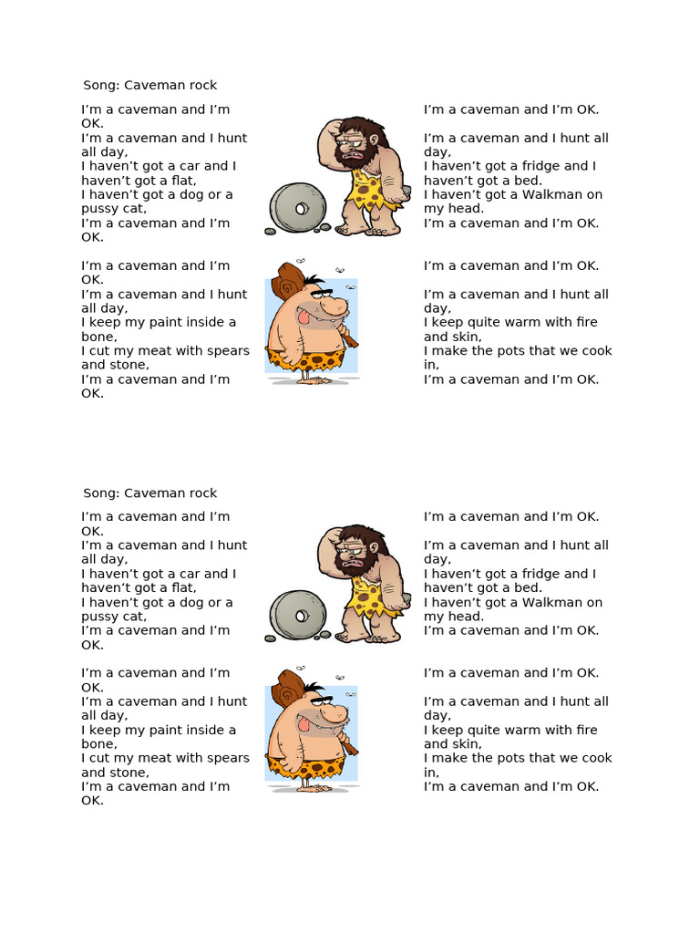 Caveman Rock: A Fun Song for Kids | PDF
