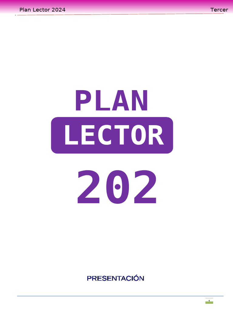 Plan Lector 2024 para Tercer Grado | PDF | Educación primaria ...