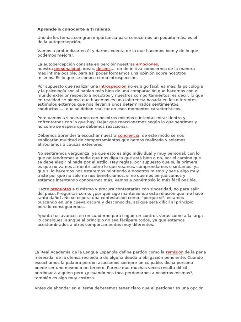 Aprende A Conocerte A Ti Mismo | PDF | Perdón | Aprendizaje