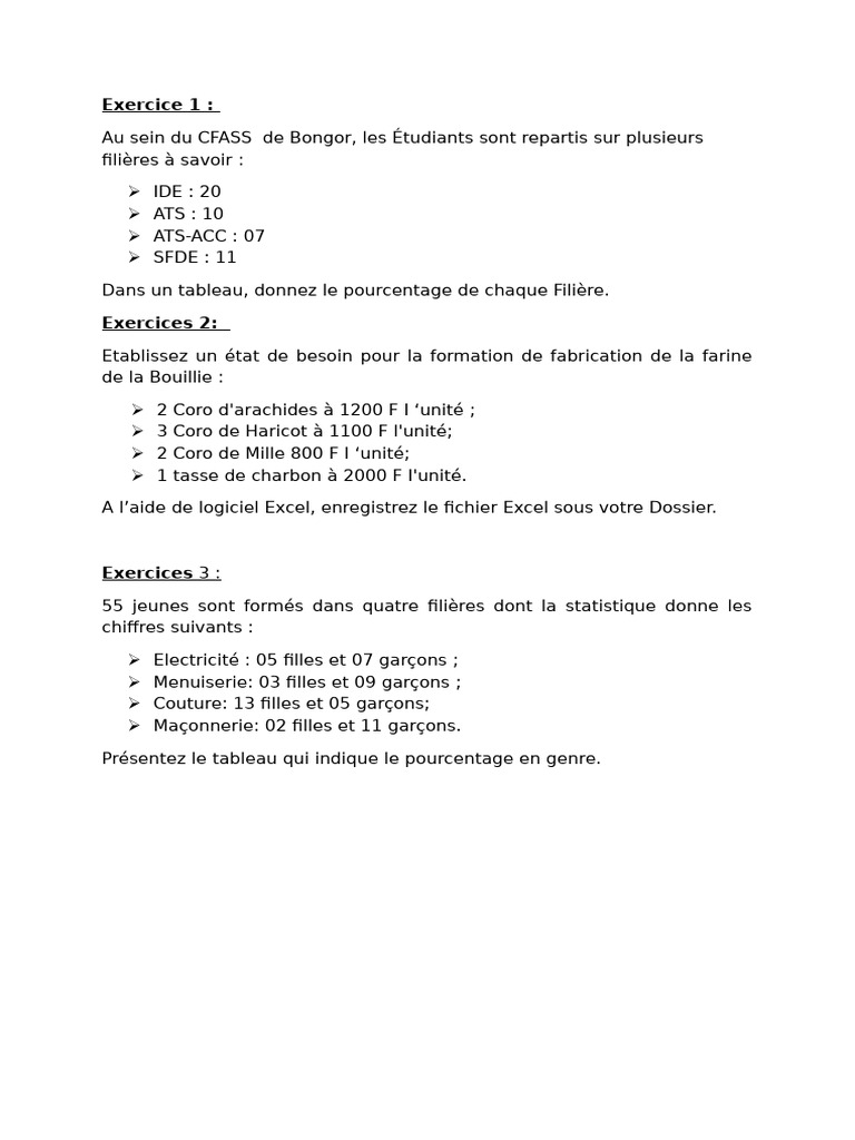 Statistiques et besoins de formation CFASS | PDF