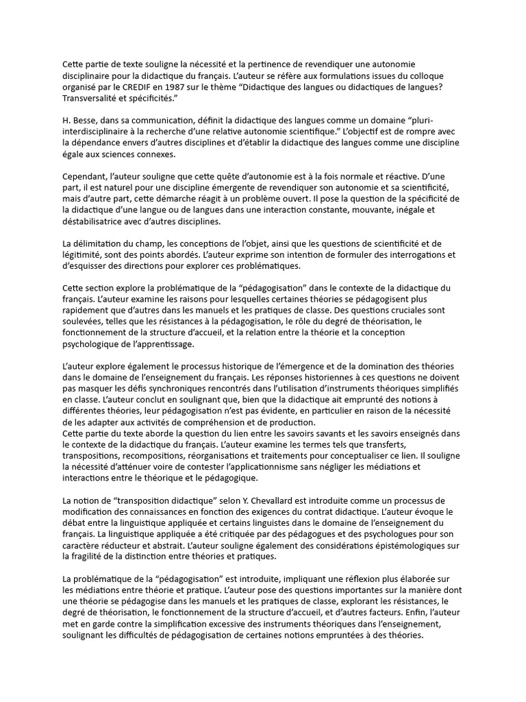 Autonomie et spécificité en didactique du français PDF Pédagogie — free download